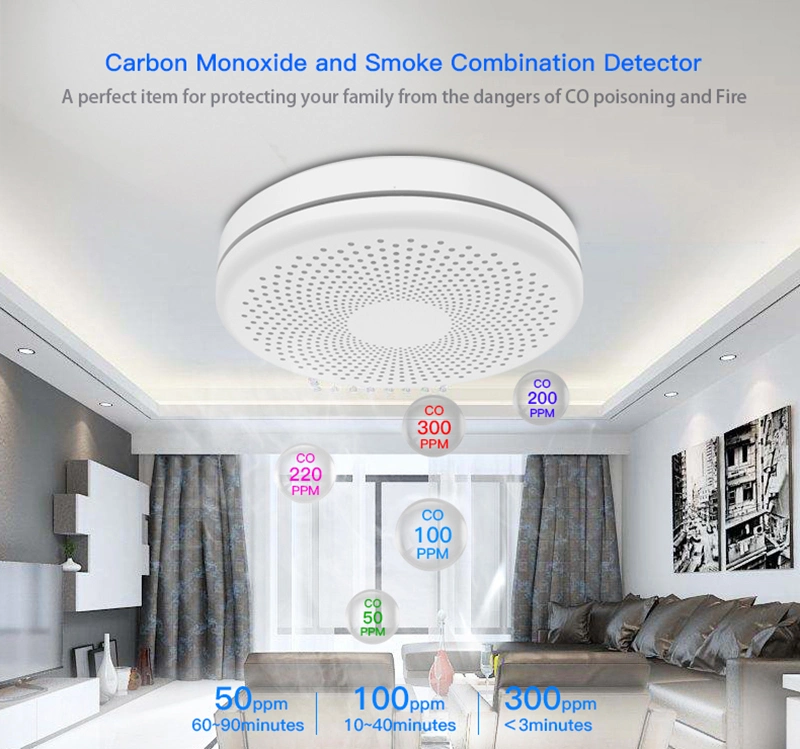 New 2 in 1 Version Tuya WiFi Smart Smoke Detector Sensor &amp; Carbon Monoxide Co Gas Detector Wireless Combination CO2 In1 Alarms